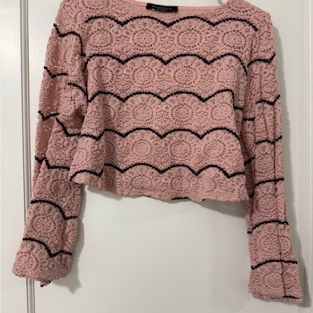 Zara Pink and Black Lace Blouse